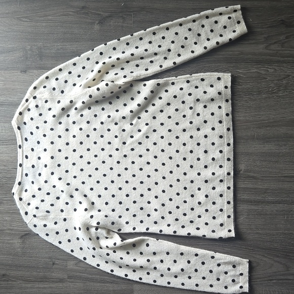 Cynthia Rowley 100% 2-Ply Cashmere Off White And Black Polka Dot Sweater Size M - Picture 6 of 6